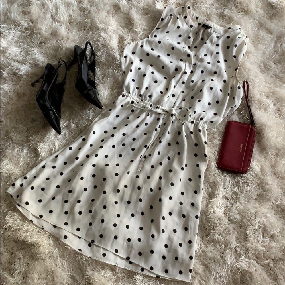 White Polkadot Sleeveless Dress